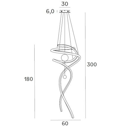 MAXLIGHT P0483D - LED pendel dæmpbar RITZ LED/100W/230V diameter 60 cm CRI 90 messing