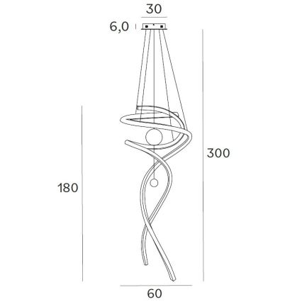 MAXLIGHT P0500D - LED pendel dæmpbar RITZ LED/100W/230V diameter 60 cm CRI 90 sort