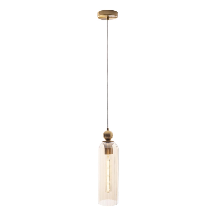 MAXLIGHT P0510 - Pendel CAMPANILA 1xE27/40W/230V diameter 10 cm messing/beige