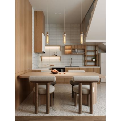 MAXLIGHT P0510 - Pendel CAMPANILA 1xE27/40W/230V diameter 10 cm messing/beige