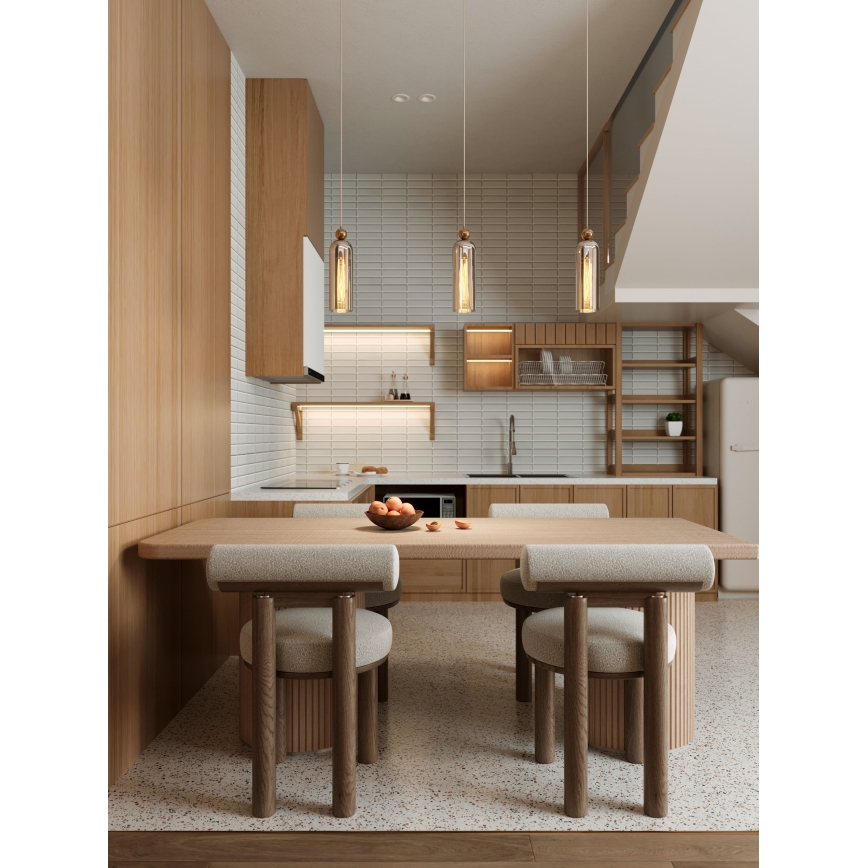 MAXLIGHT P0510 - Pendel CAMPANILA 1xE27/40W/230V diameter 10 cm messing/beige