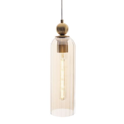 MAXLIGHT P0510 - Pendel CAMPANILA 1xE27/40W/230V diameter 10 cm messing/beige