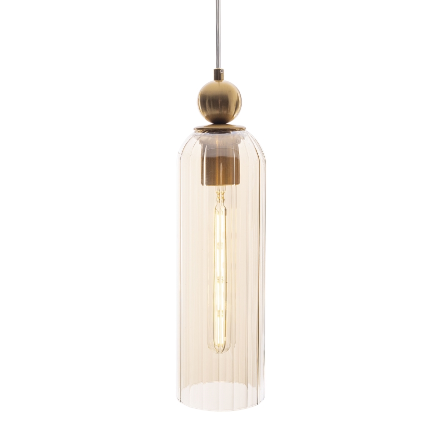 MAXLIGHT P0510 - Pendel CAMPANILA 1xE27/40W/230V diameter 10 cm messing/beige