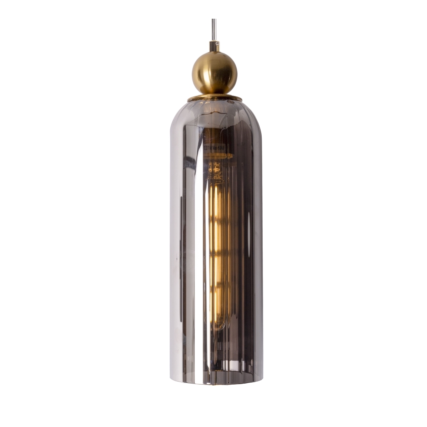 MAXLIGHT P0511 - Pendel CAMPANILA 1xE27/40W/230V diameter 10 cm messing/grå