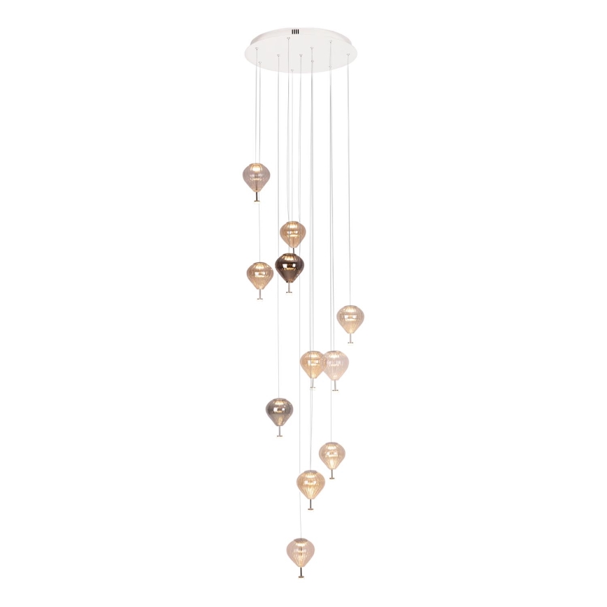 MAXLIGHT P0526D - LED pendel dæmpbar PALLONCINI 11xLED/6W/230V diameter 45 cm transparent/beige/røget