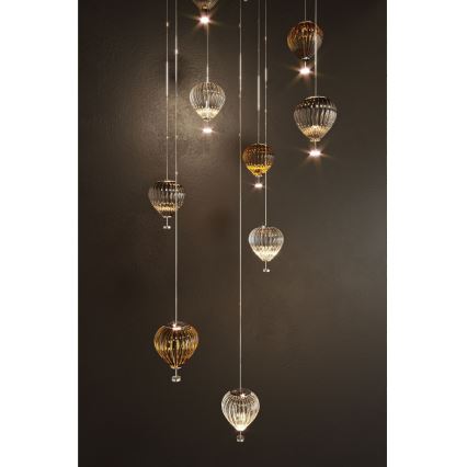 MAXLIGHT P0526D - LED pendel dæmpbar PALLONCINI 11xLED/6W/230V diameter 45 cm transparent/beige/røget