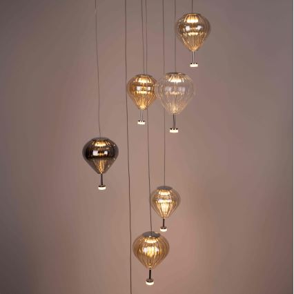 MAXLIGHT P0526D - LED pendel dæmpbar PALLONCINI 11xLED/6W/230V diameter 45 cm transparent/beige/røget