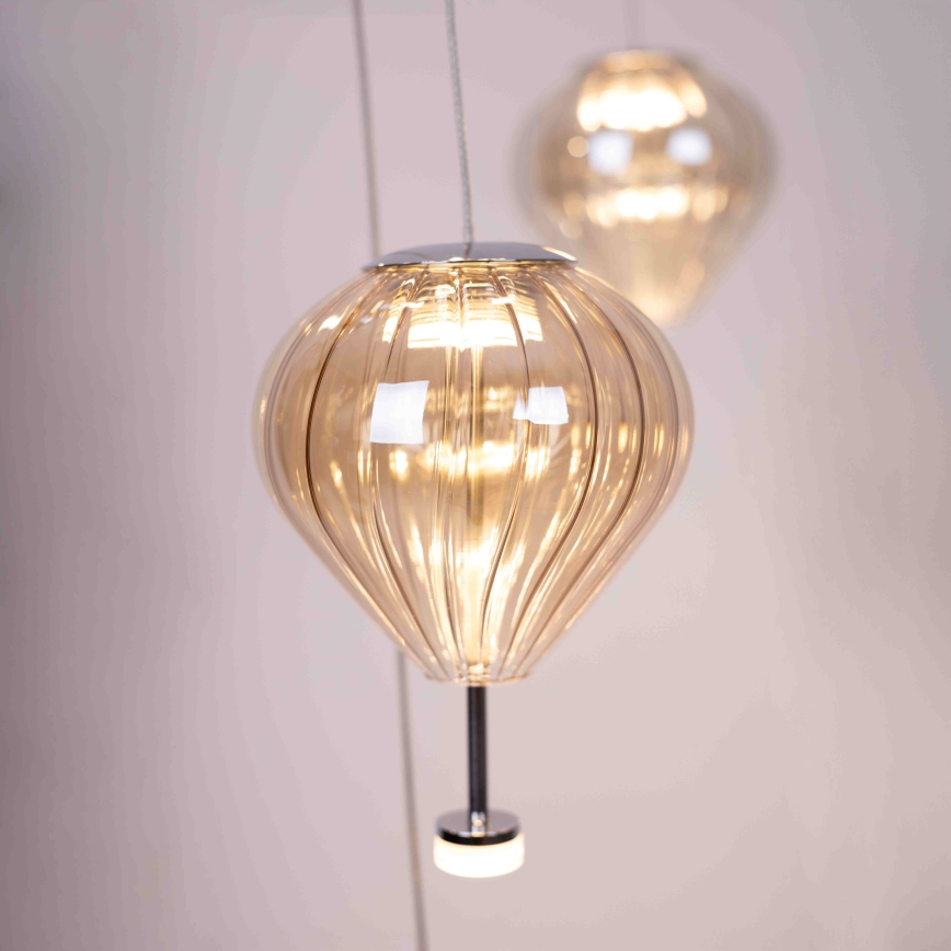 MAXLIGHT P0526D - LED pendel dæmpbar PALLONCINI 11xLED/6W/230V diameter 45 cm transparent/beige/røget