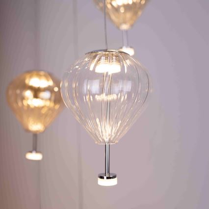 MAXLIGHT P0526D - LED pendel dæmpbar PALLONCINI 11xLED/6W/230V diameter 45 cm transparent/beige/røget