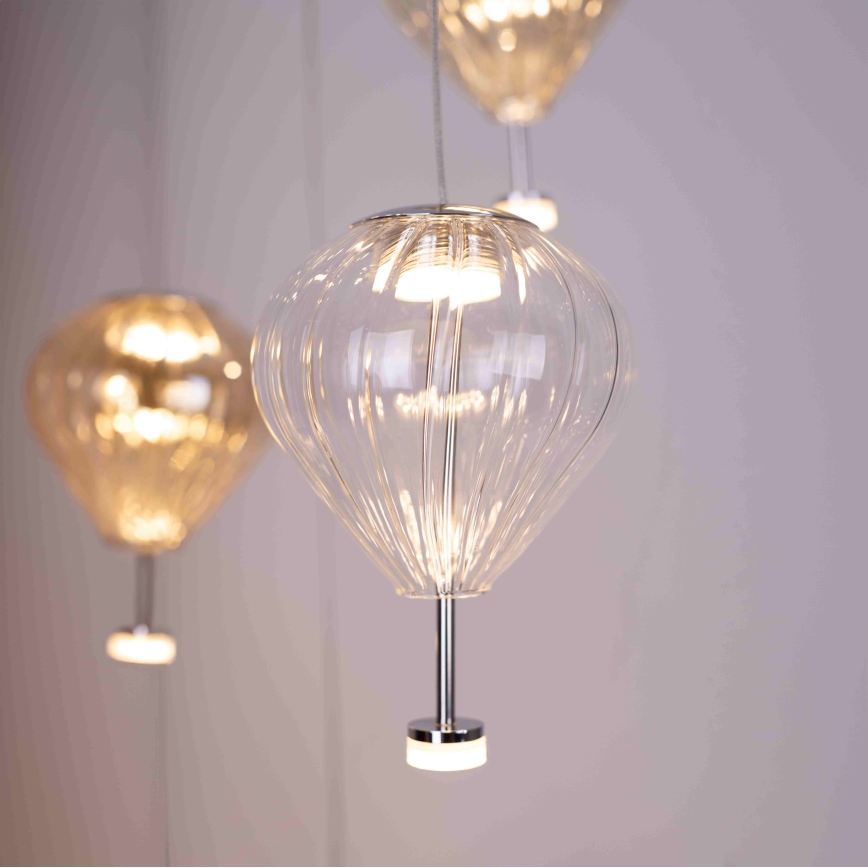 MAXLIGHT P0526D - LED pendel dæmpbar PALLONCINI 11xLED/6W/230V diameter 45 cm transparent/beige/røget