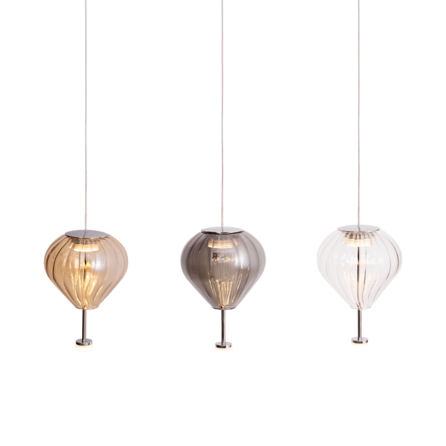 MAXLIGHT P0526D - LED pendel dæmpbar PALLONCINI 11xLED/6W/230V diameter 45 cm transparent/beige/røget