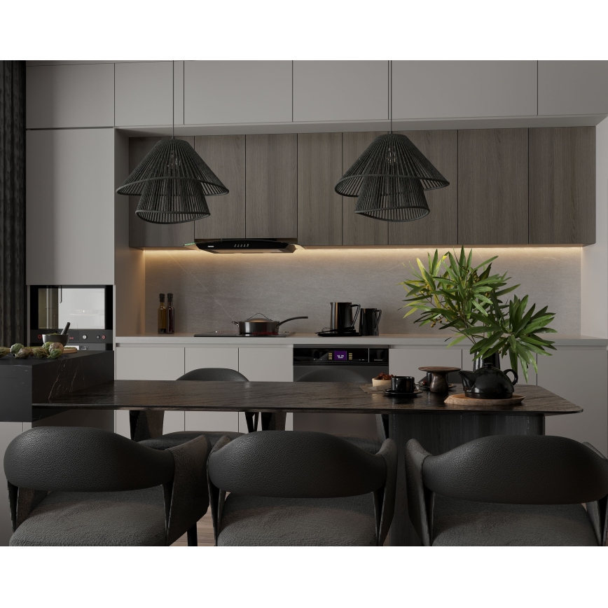MAXLIGHT P0580 - Pendel AMALFI 1xE27/15W/230V diameter 45 cm sort
