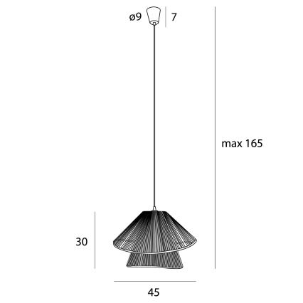 MAXLIGHT P0580 - Pendel AMALFI 1xE27/15W/230V diameter 45 cm sort