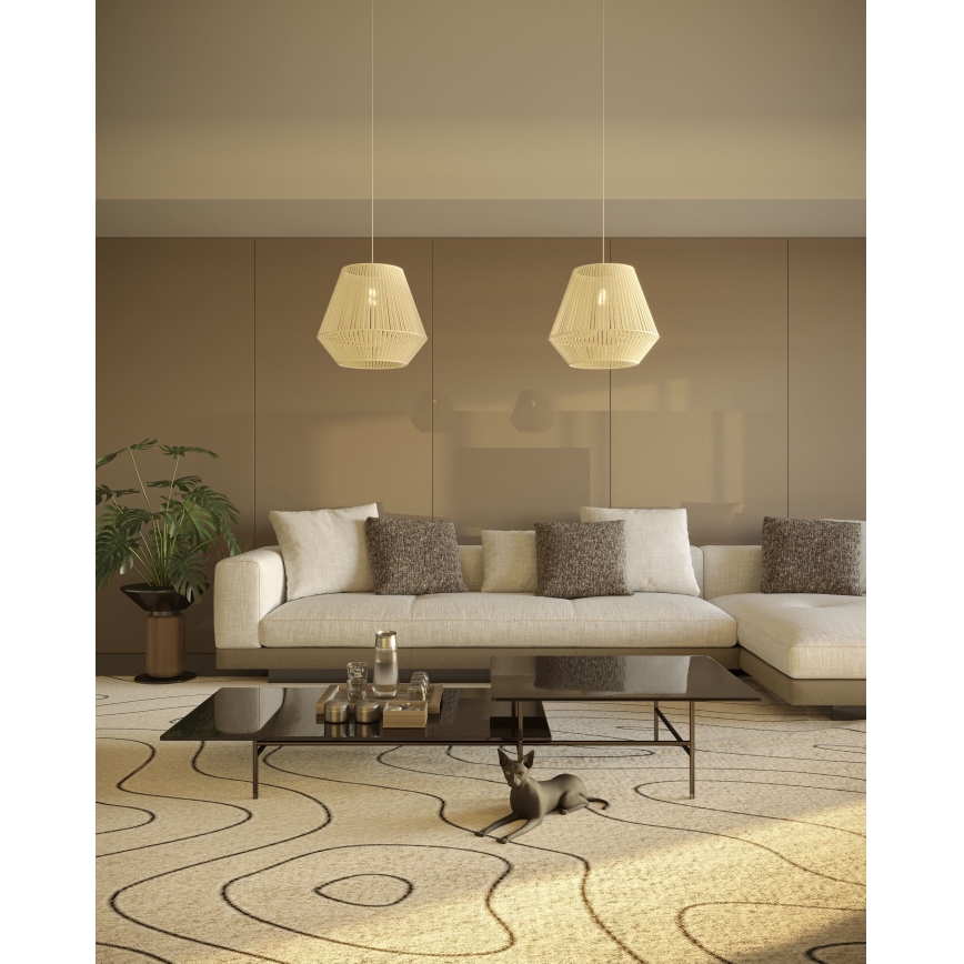 MAXLIGHT P0584 - Pendel PRASLIN 1xE27/15W/230V diameter 44 cm beige