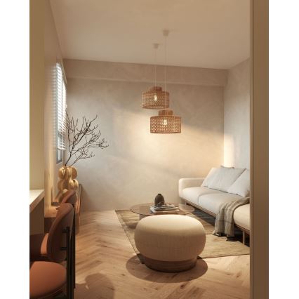MAXLIGHT P0587 - Pendel RAFFLE 1xE27/15W/230V diameter 40 cm brun