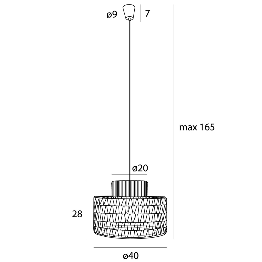 MAXLIGHT P0587 - Pendel RAFFLE 1xE27/15W/230V diameter 40 cm brun
