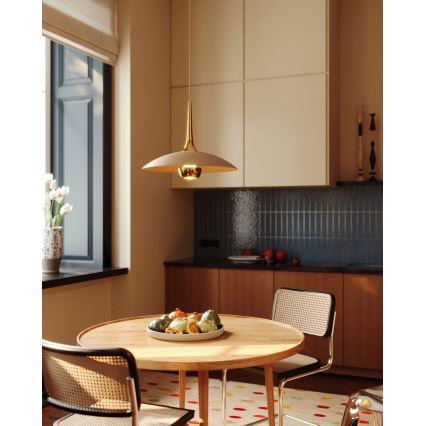 MAXLIGHT P0674 - LED-pendel på wire MANUKA LED/12W/230V Ø 28 cm guld/beige
