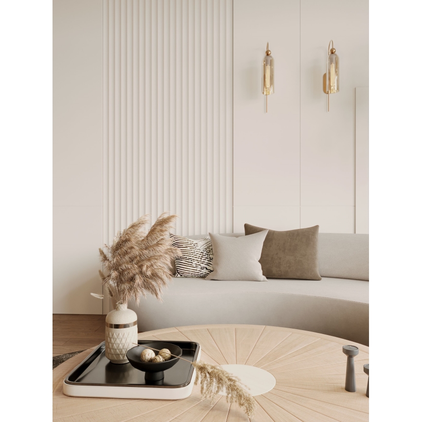 MAXLIGHT W0332 - Væglampe CAMPANILA 1xE27/40W/230V messing/beige