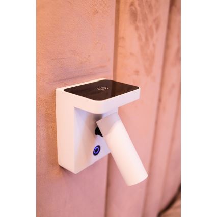 MAXLIGHT W0373 - LED vægspot med trådløs opladning LOFER LED/7W/230V hvid