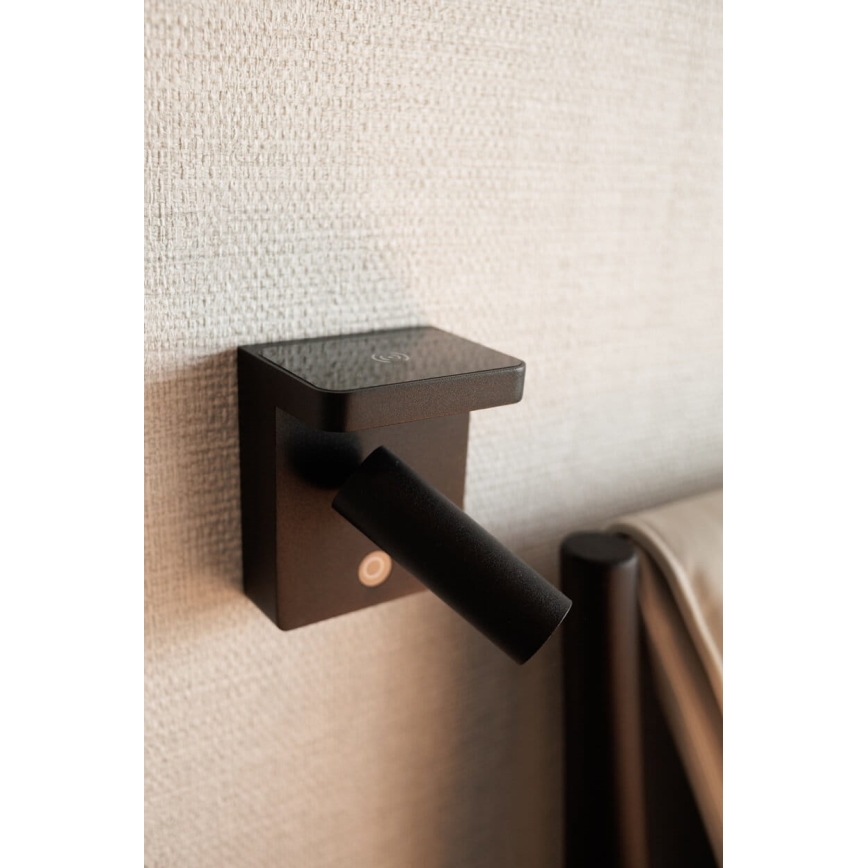 MAXLIGHT W0374 - LED vægspot med trådløs opladning LOFER LED/7W/230V sort
