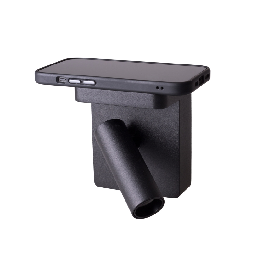 MAXLIGHT W0374 - LED vægspot med trådløs opladning LOFER LED/7W/230V sort