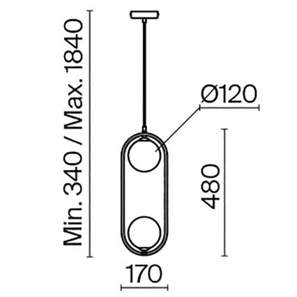 Maytoni MOD013PL-02BS1 - Pendel RING 2xG9/25W/230V messing