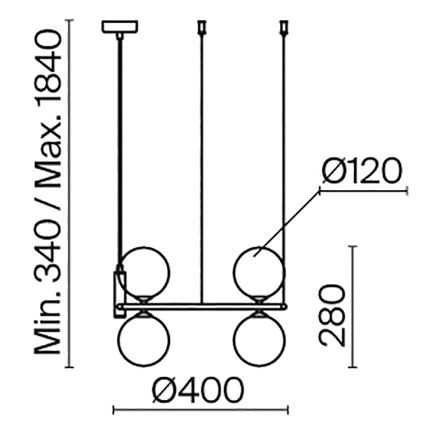 Maytoni MOD013PL-04BS1 - Pendel RING 4xG9/25W/230V guldfarvet