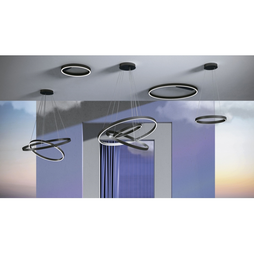 Maytoni MOD058PL-L22B3K - LED pendel RIM LED/25W/230V 3000K diameter 40 cm sort