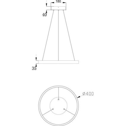 Maytoni MOD058PL-L22B3K - LED pendel RIM LED/25W/230V 3000K diameter 40 cm sort