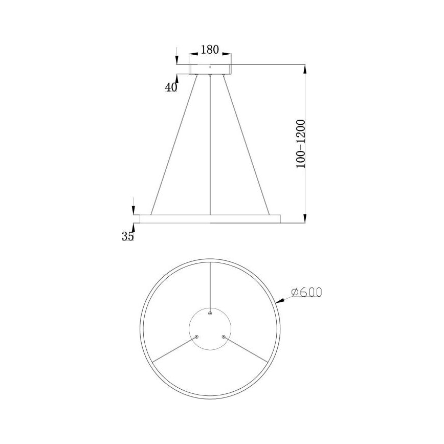 Maytoni MOD058PL-L32B3K - LED pendel RIM LED/37W/230V 3000K diameter 60 cm sort