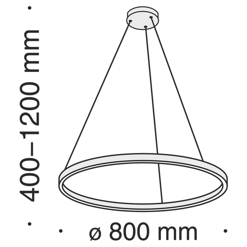 Maytoni MOD058PL-L42B3K - LED pendel RIM LED/51W/230V 3000K diameter 80 cm sort