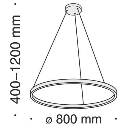 Maytoni MOD058PL-L42B4K - LED pendel RIM LED/51W/230V 4000K diameter 80 cm sort