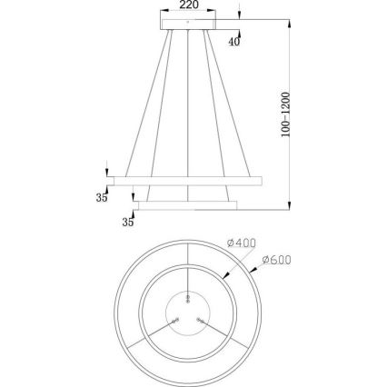 Maytoni MOD058PL-L55B3K - LED pendel RIM LED/61W/230V 3000K diameter 60 cm sort