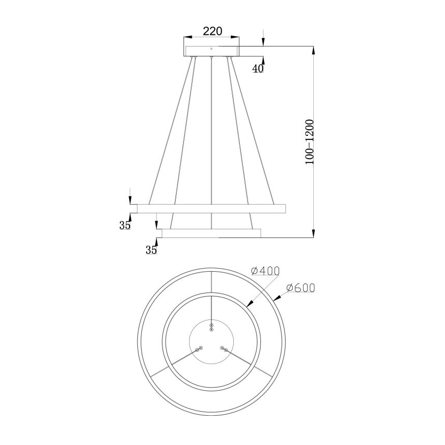Maytoni MOD058PL-L55BS3K - LED pendel RIM LED/61W/230V 3000K diameter 60 cm guldfarvet