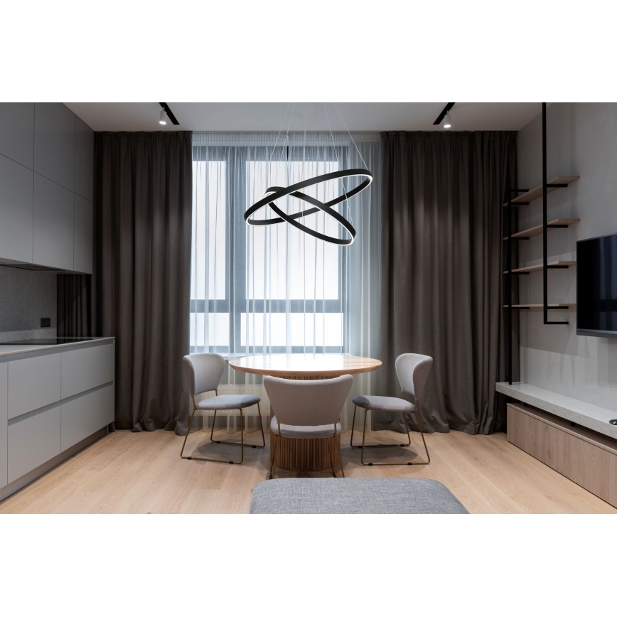 Maytoni MOD058PL-L74B3K - LED pendel RIM LED/88W/230V 3000K diameter 80 cm sort