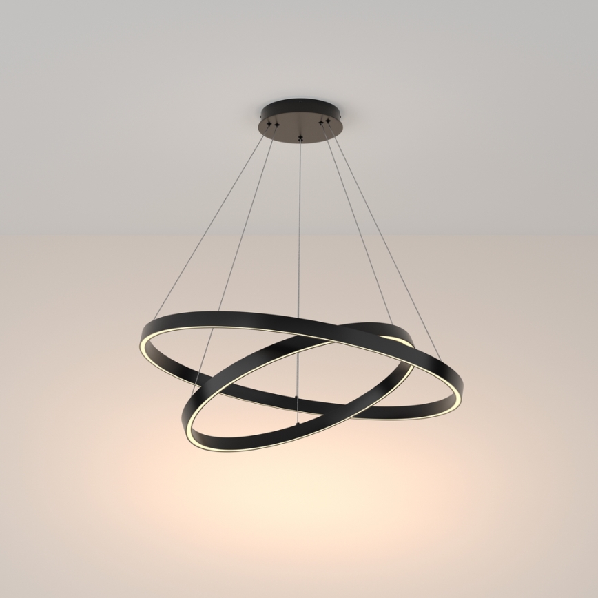 Maytoni MOD058PL-L74B3K - LED pendel RIM LED/88W/230V 3000K diameter 80 cm sort