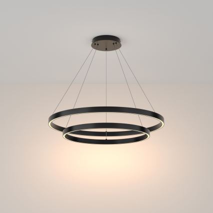 Maytoni MOD058PL-L74B3K - LED pendel RIM LED/88W/230V 3000K diameter 80 cm sort