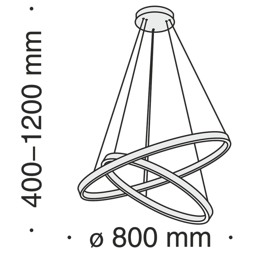 Maytoni MOD058PL-L74B3K - LED pendel RIM LED/88W/230V 3000K diameter 80 cm sort