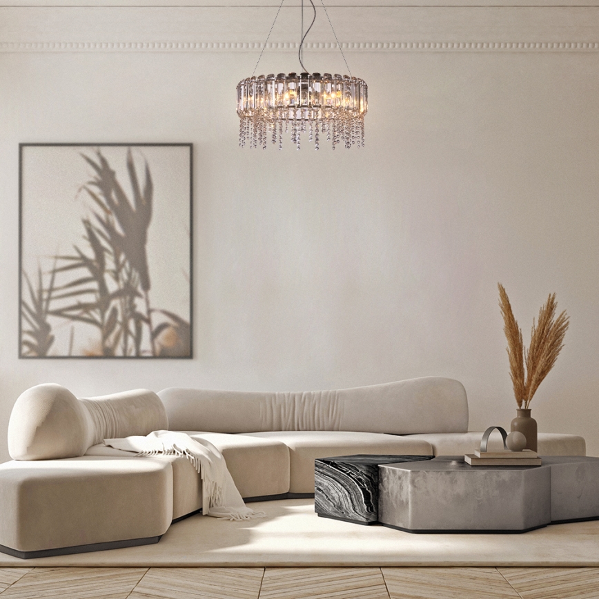 Maytoni MOD097PL-08CH - Pendel HAIL 8xE14/40W/230V diameter 60,5 cm skinnende krom