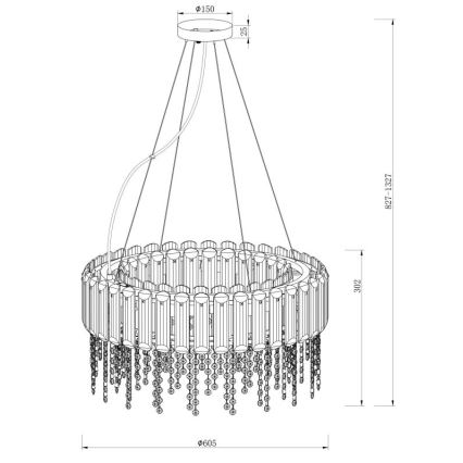 Maytoni MOD097PL-08CH - Pendel HAIL 8xE14/40W/230V diameter 60,5 cm skinnende krom