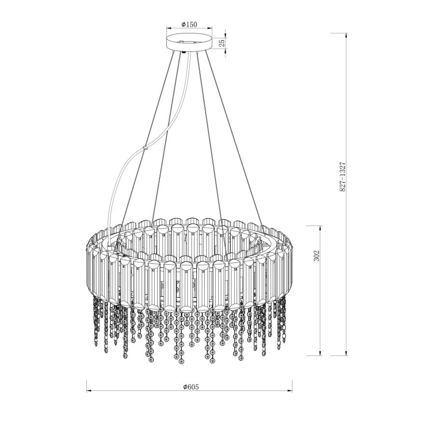Maytoni MOD097PL-08CH - Pendel HAIL 8xE14/40W/230V diameter 60,5 cm skinnende krom