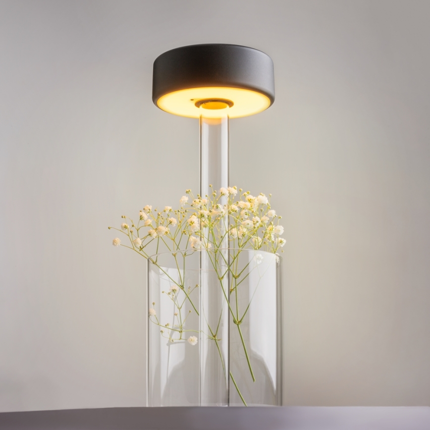 Maytoni MOD229TL-L3B3K1 - Bærbar LED  bordlampe dæmpbar og genopladelig LED/3W/5V 2200-4000K sort/transparent