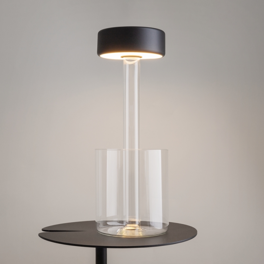 Maytoni MOD229TL-L3B3K1 - Bærbar LED  bordlampe dæmpbar og genopladelig LED/3W/5V 2200-4000K sort/transparent