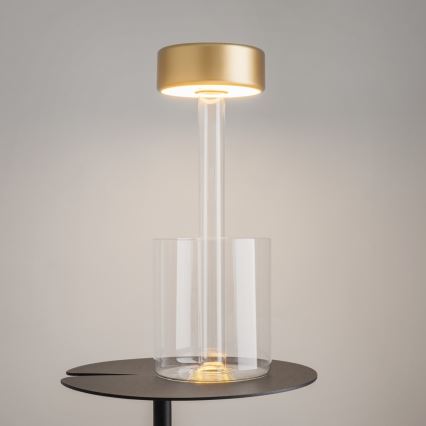 Maytoni MOD229TL-L3G3K1 - LED bordlampe dæmpbar og genopladelig LED/3W/5V 2200-4000K guldfarvet/transparent