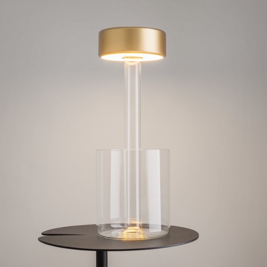 Maytoni MOD229TL-L3G3K1 - LED bordlampe dæmpbar og genopladelig LED/3W/5V 2200-4000K guldfarvet/transparent