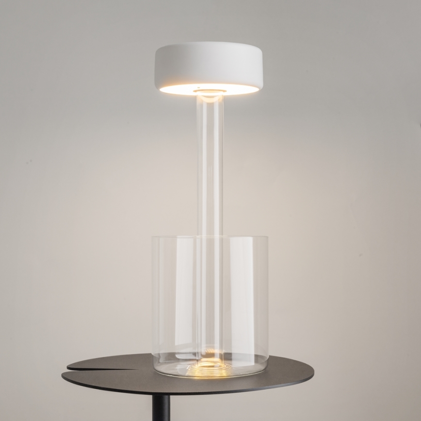 Maytoni MOD229TL-L3W3K1 - Bærbar LED bordlampe genopladelig og dæmpbar LED/3W/5V 2200-4000K hvid/transparent