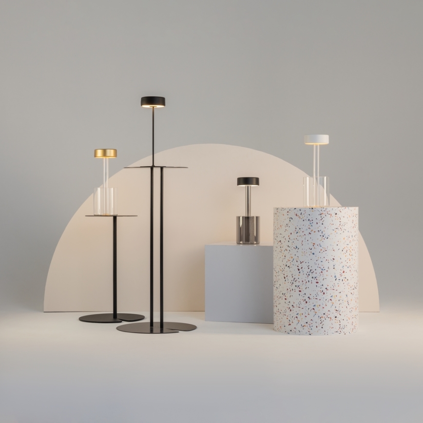 Maytoni MOD229TL-L3W3K1 - Bærbar LED bordlampe genopladelig og dæmpbar LED/3W/5V 2200-4000K hvid/transparent