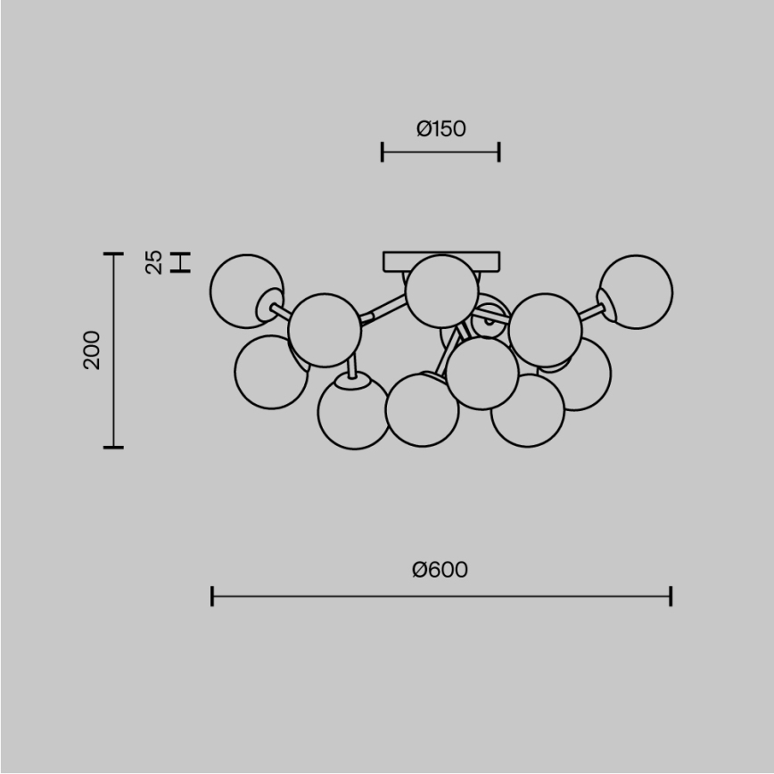 Maytoni MOD545CL-12B - Loftlampe DALLAS 12xG9/28W/230V sort/røgfarvet