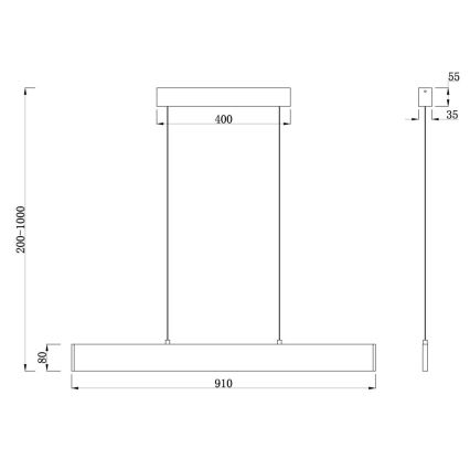 Maytoni P010PL-L23B4K - LED pendel STEP LED/23W/230V 4000K 91 cm sort