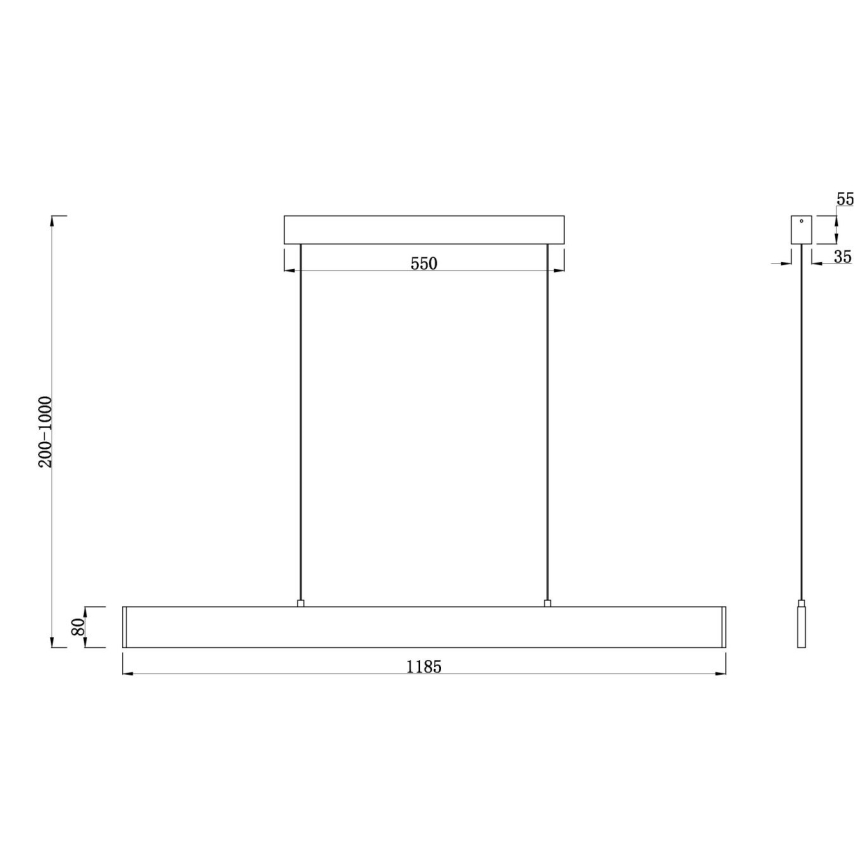 Maytoni P010PL-L30B4K - LED pendel STEP LED/30W/230V 4000K 118,5 cm sort